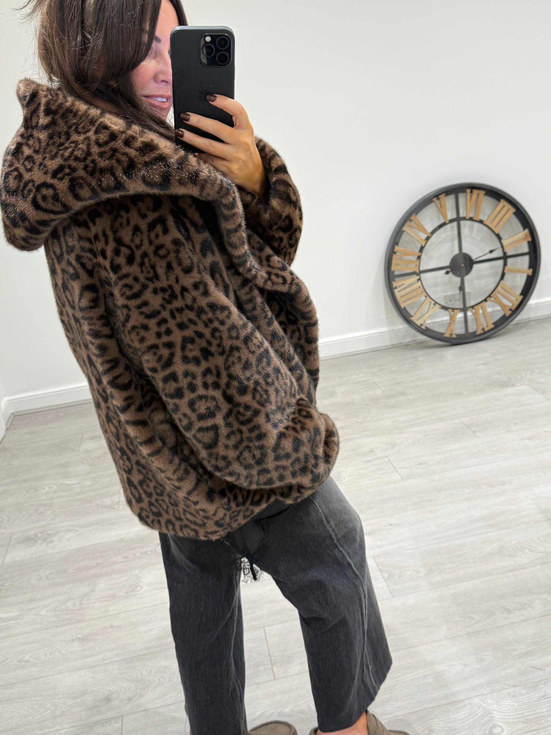 Dark Animal Hooded Faux Fur