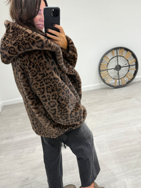 Dark Animal Hooded Faux Fur