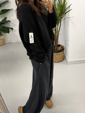 Slash Neck Knit  - Black (Size 12-18)