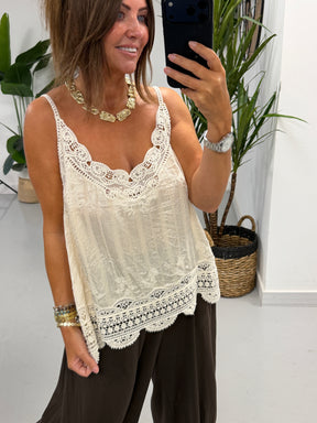 Sorrento Crochet Cami - Cream