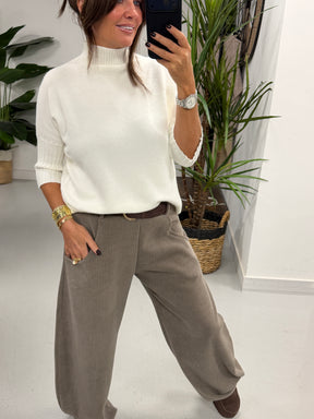 The Cambridge Cord Barrel Trousers - Taupe (Size 10-14)