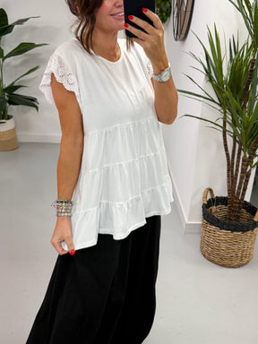 Tiered Brodie Frill - White