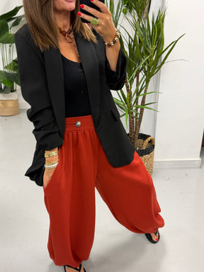 Ruched Sleeve Blazer - Black (Plus sizes)