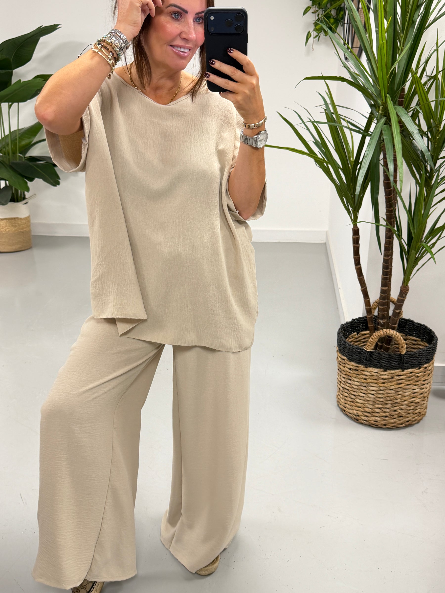 Gold Button Two Piece - Stone