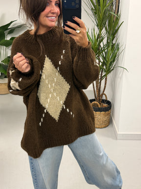The Argyle Rustic Soft Knit - Chocolate (Size 10-18)