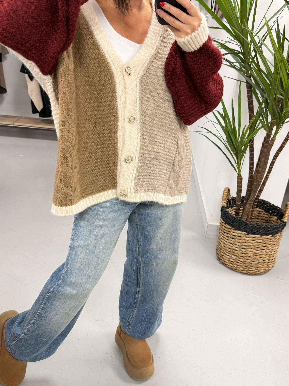 **SALE** The Multi Panel Cardigan - Beige/Camel