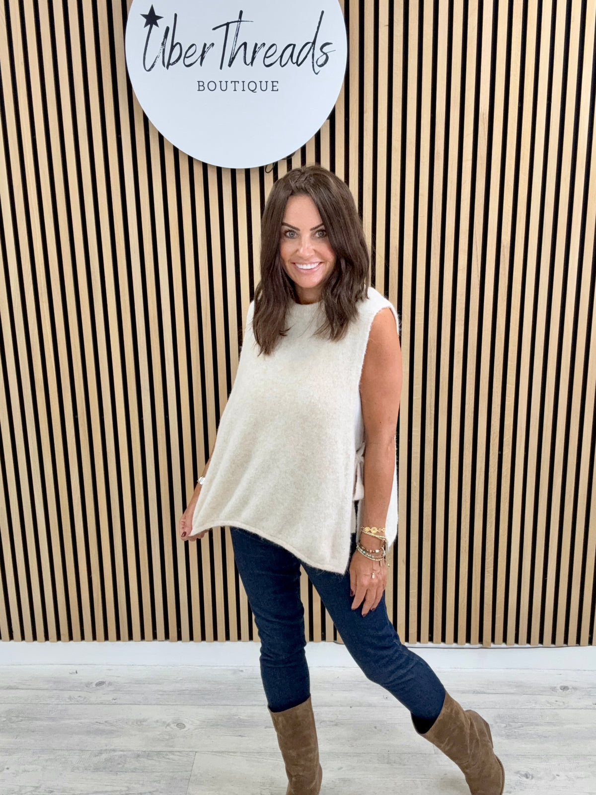 Side Tie Tank - Cream