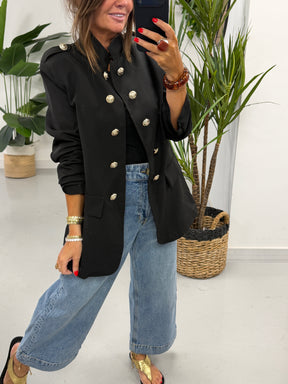 PRE ORDER Military Ruched Sleeve Blazer - Black