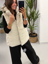 Fly Faux Fur Hooded Giilet  - Cream