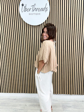 The Cropped Wide Leg Trousers - Buttercream