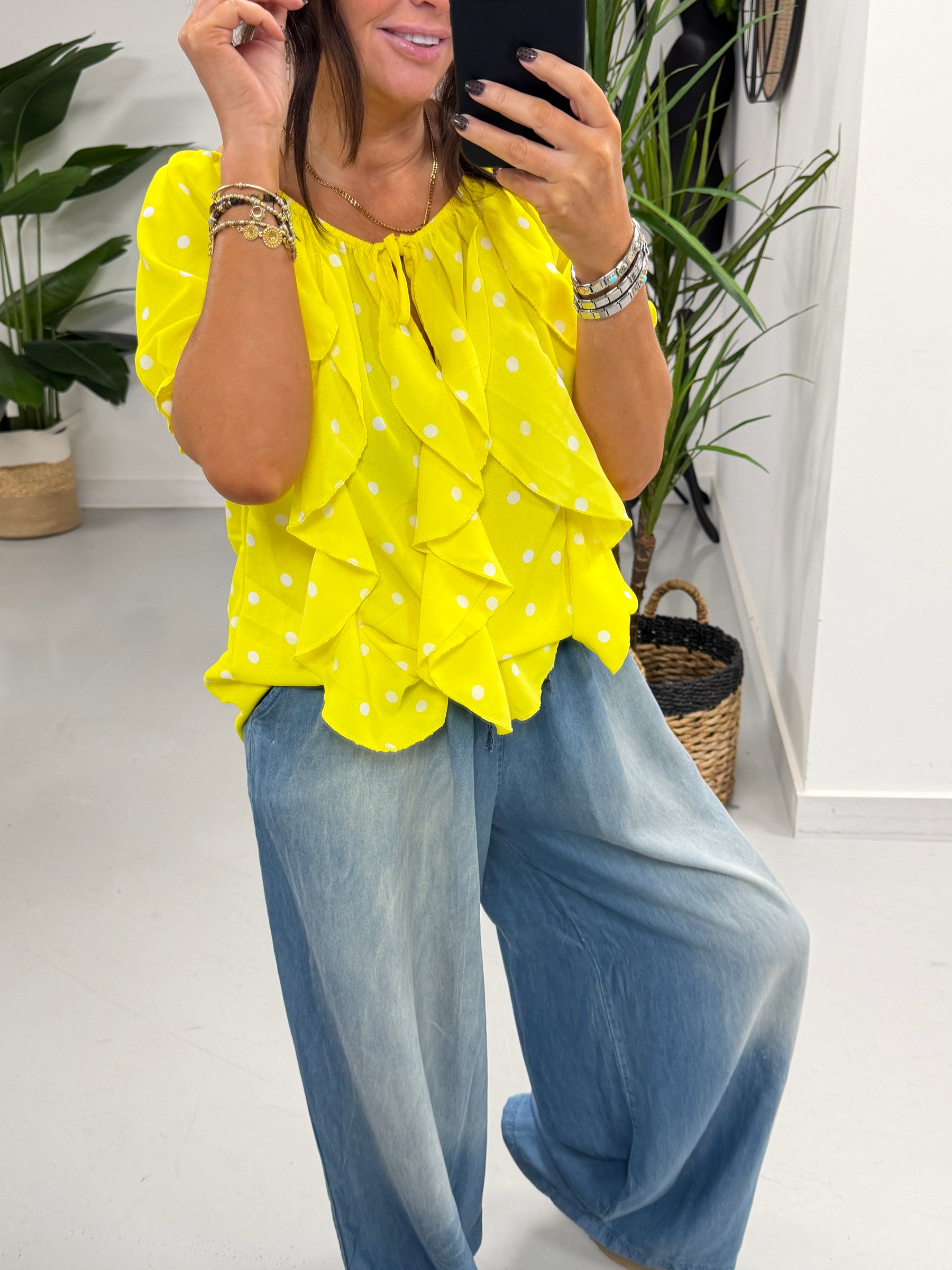 Spot of Summer Waterfall Blouse - Bright Yellow