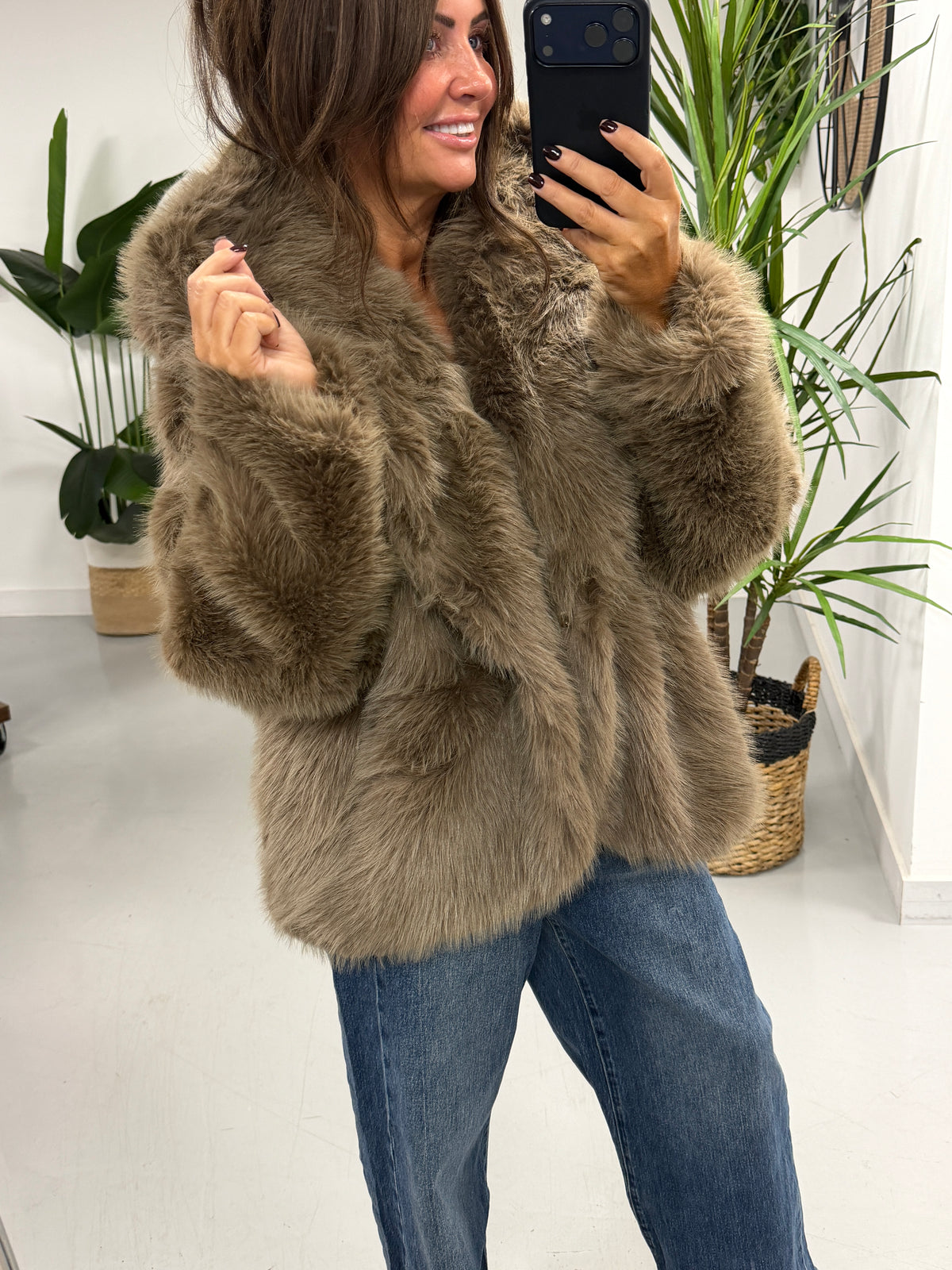 The Nova Hooded Faux Fur - Light Chocolate (Size 12-16)