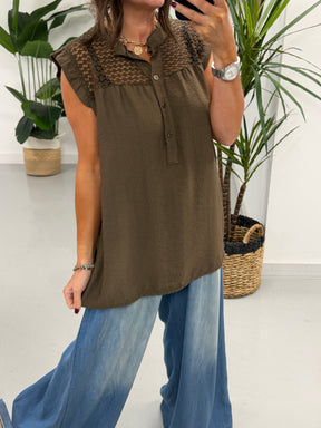 The Crochet Top Cotton Tunic - Chocolate