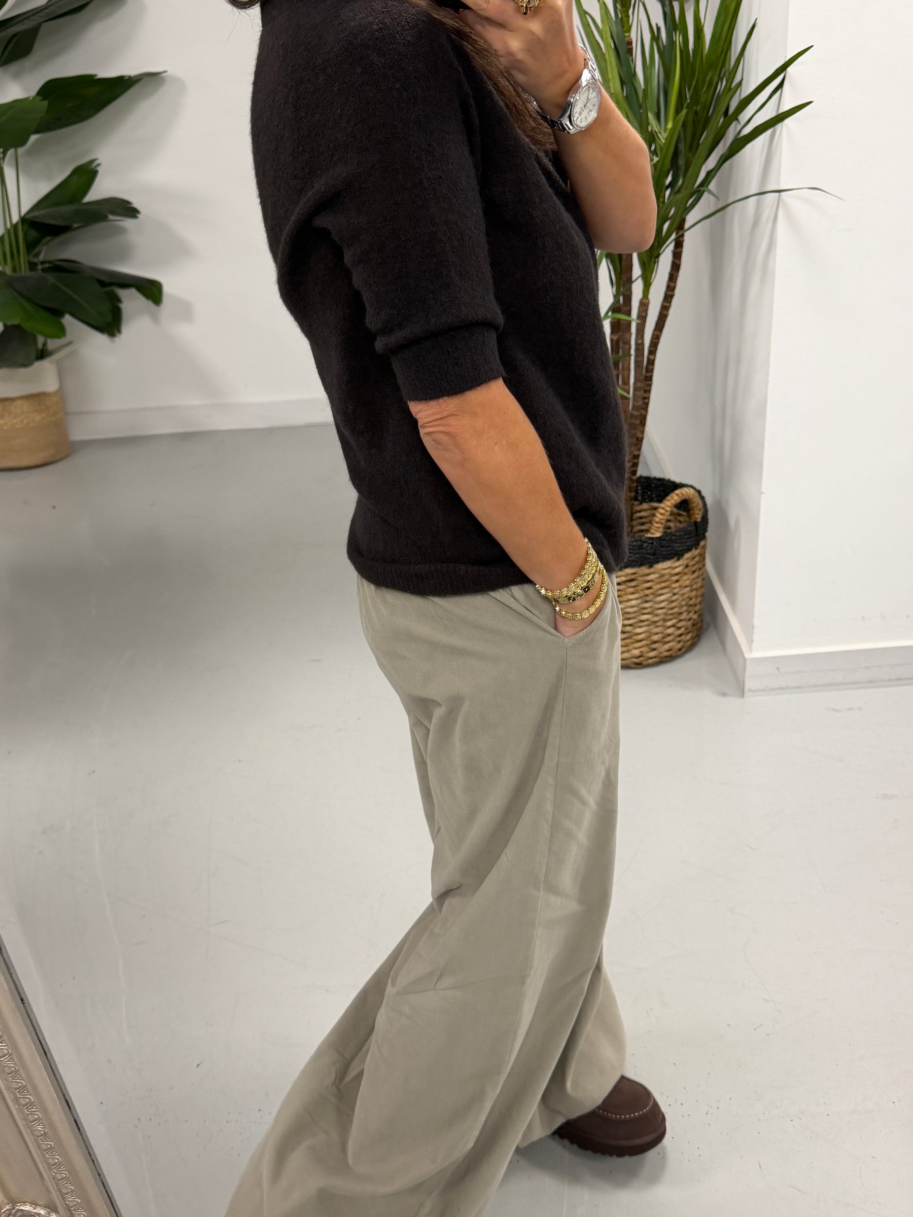 The Drift Crop Sleeve Knit - Chocolate (Size 10-14)