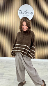 The Rustic Stripe Soft Knit -  Chocolate/Cream