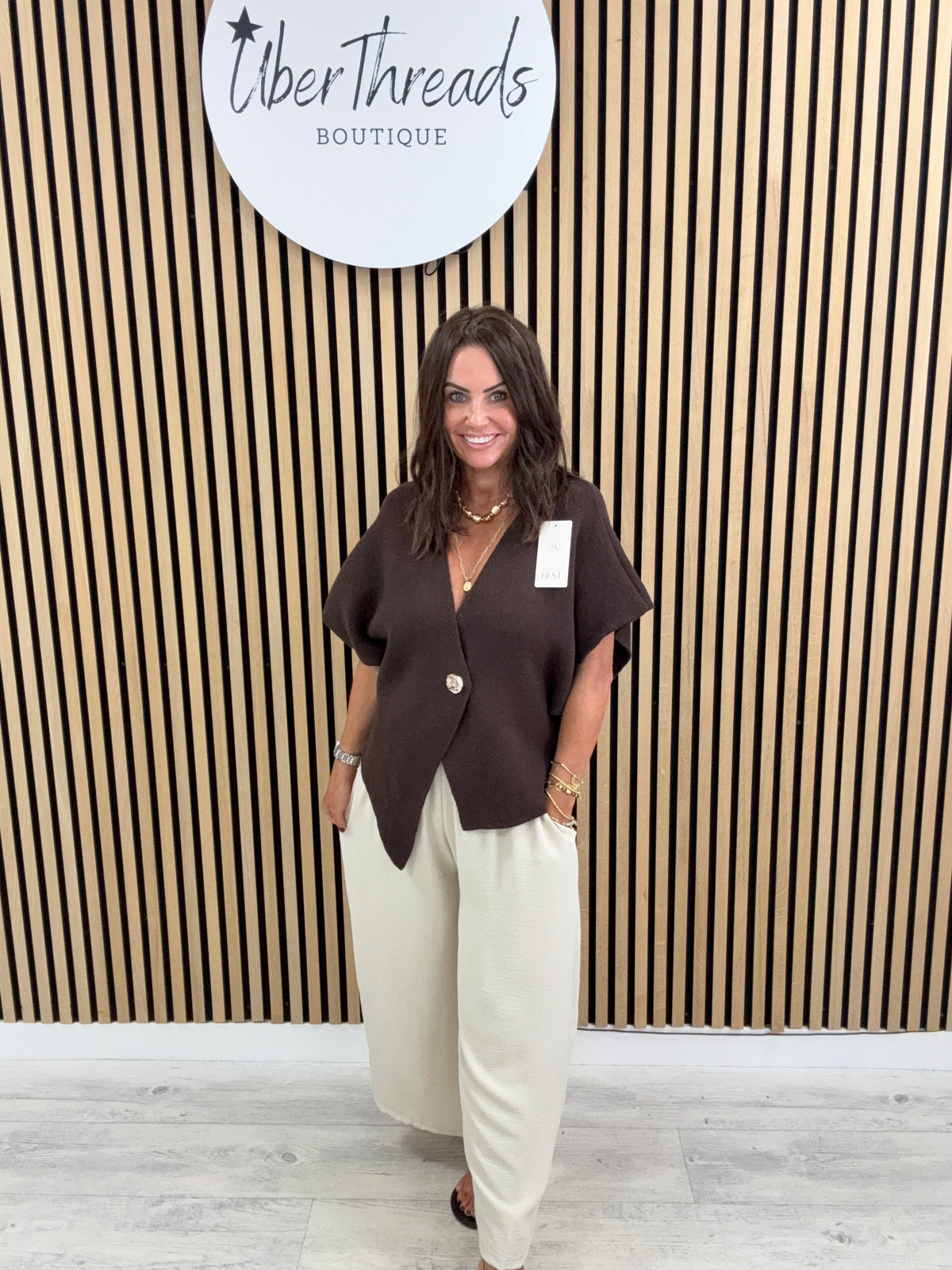 One Button Cardigan - Chocolate