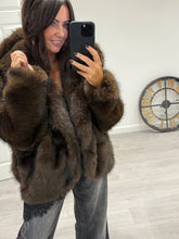 Dark Chocolate Hooded Faux Fur