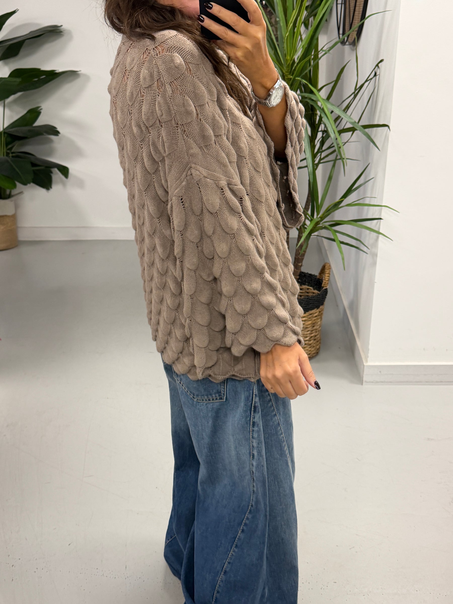 Soft Touch Tear Drop Knit - Mocha (Size 8 - 16)