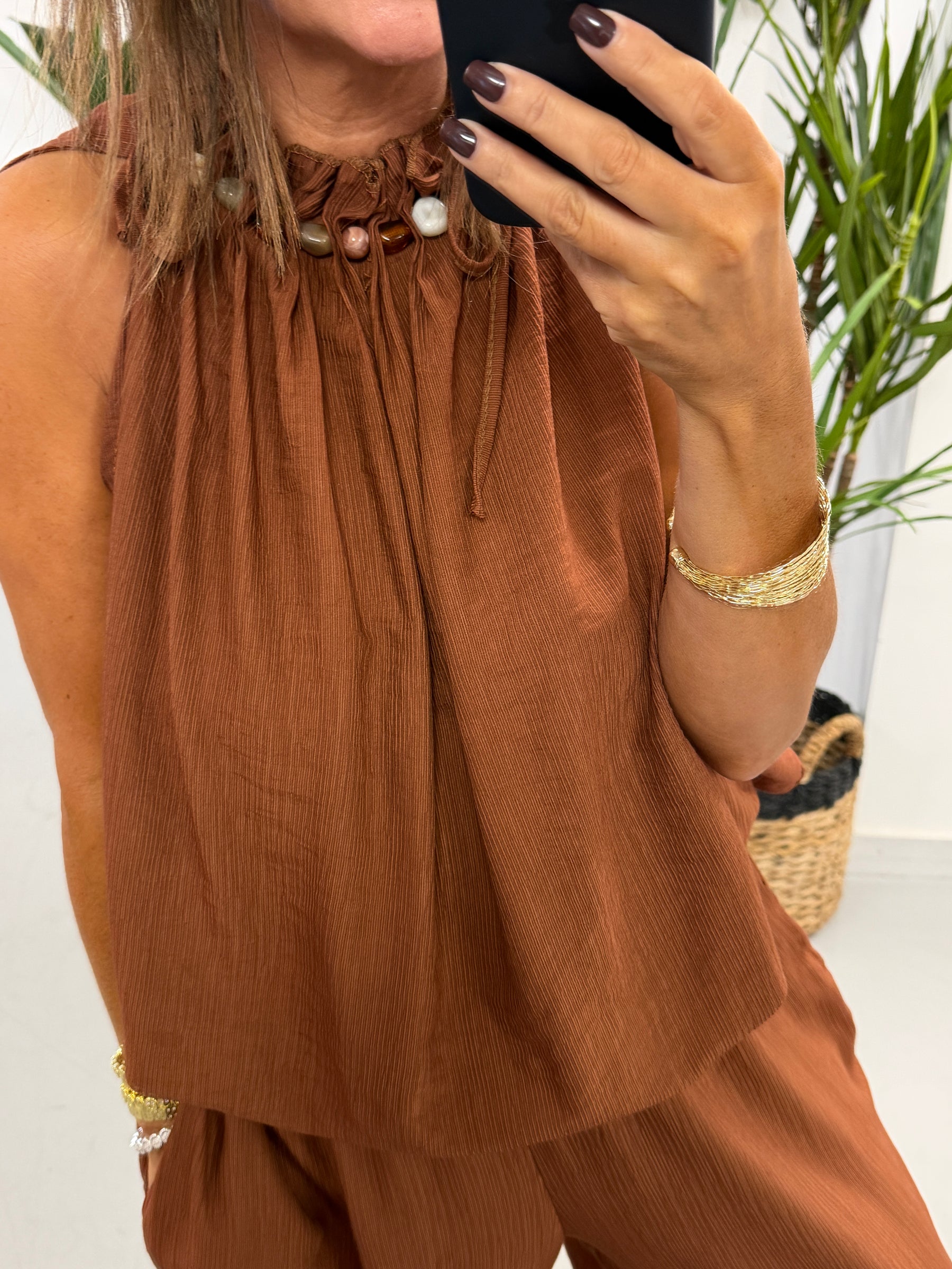 Crinkle Pebble Co Ord - Rust