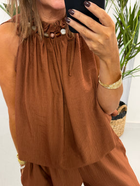 Crinkle Pebble Co Ord - Rust