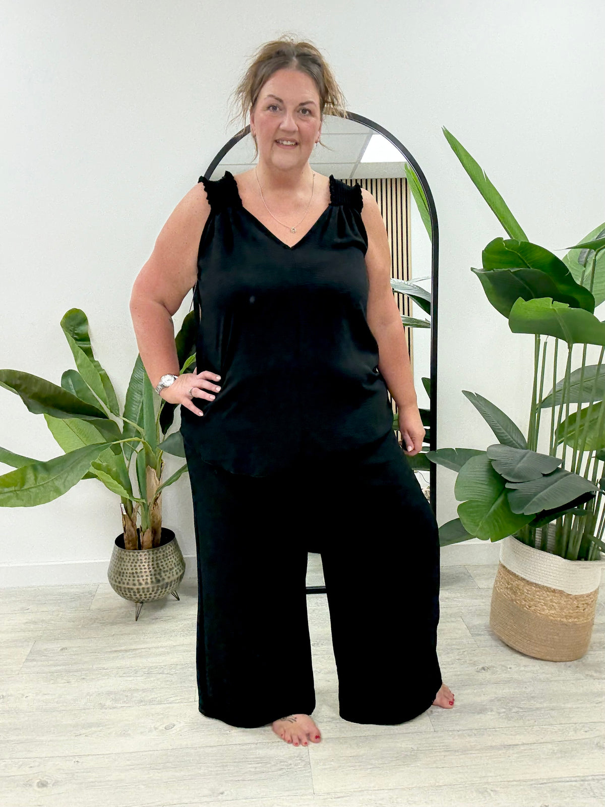 Tie Back Ruched Vest - Black