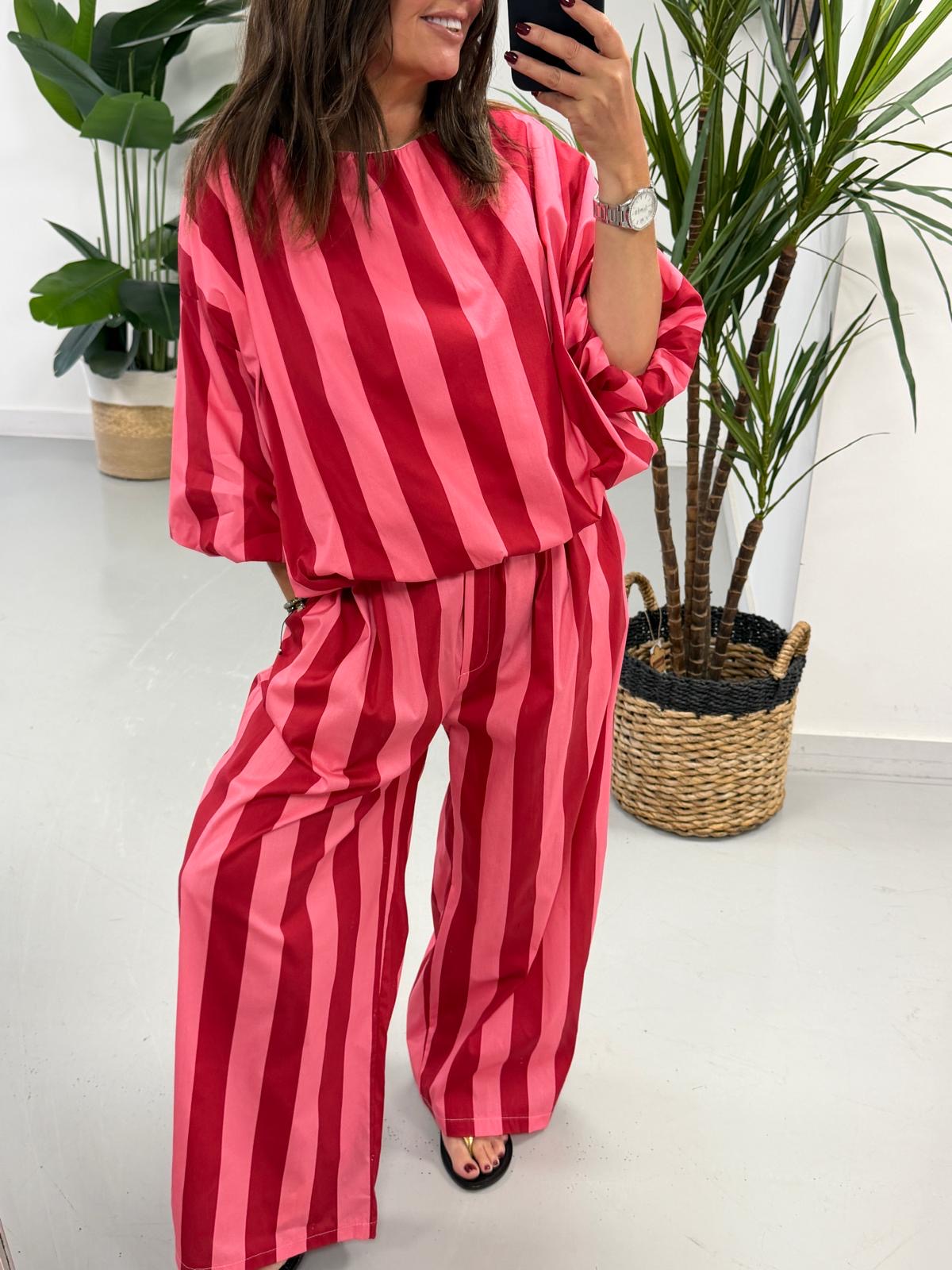 Sugar Rush Bubble Stripe Top - Red/Pink