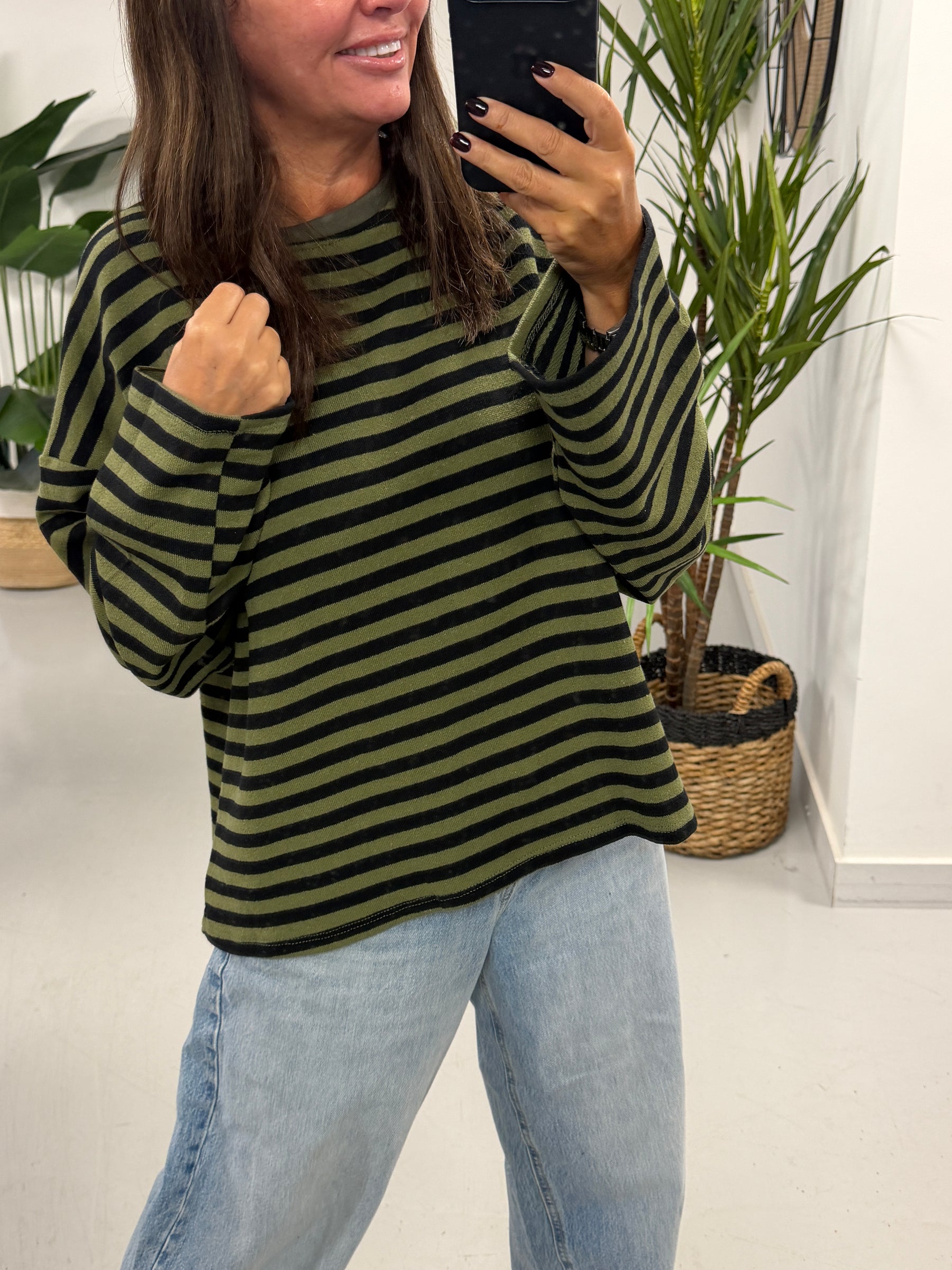 The Weekend Chill Stripe - Khaki/Black (Special Buy No Return) Size 10 - 16