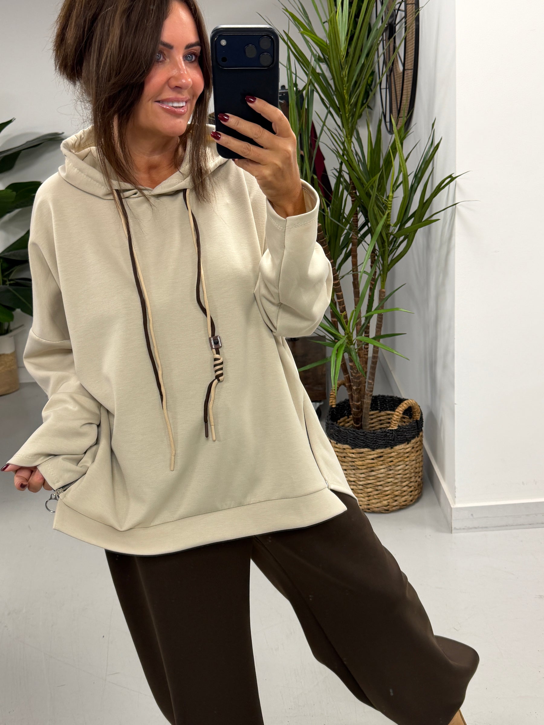 Scuba Hooded Sweater- Cream (Size 12-16/18)