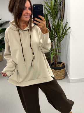 Scuba Hooded Sweater- Cream (Size 12-16/18)