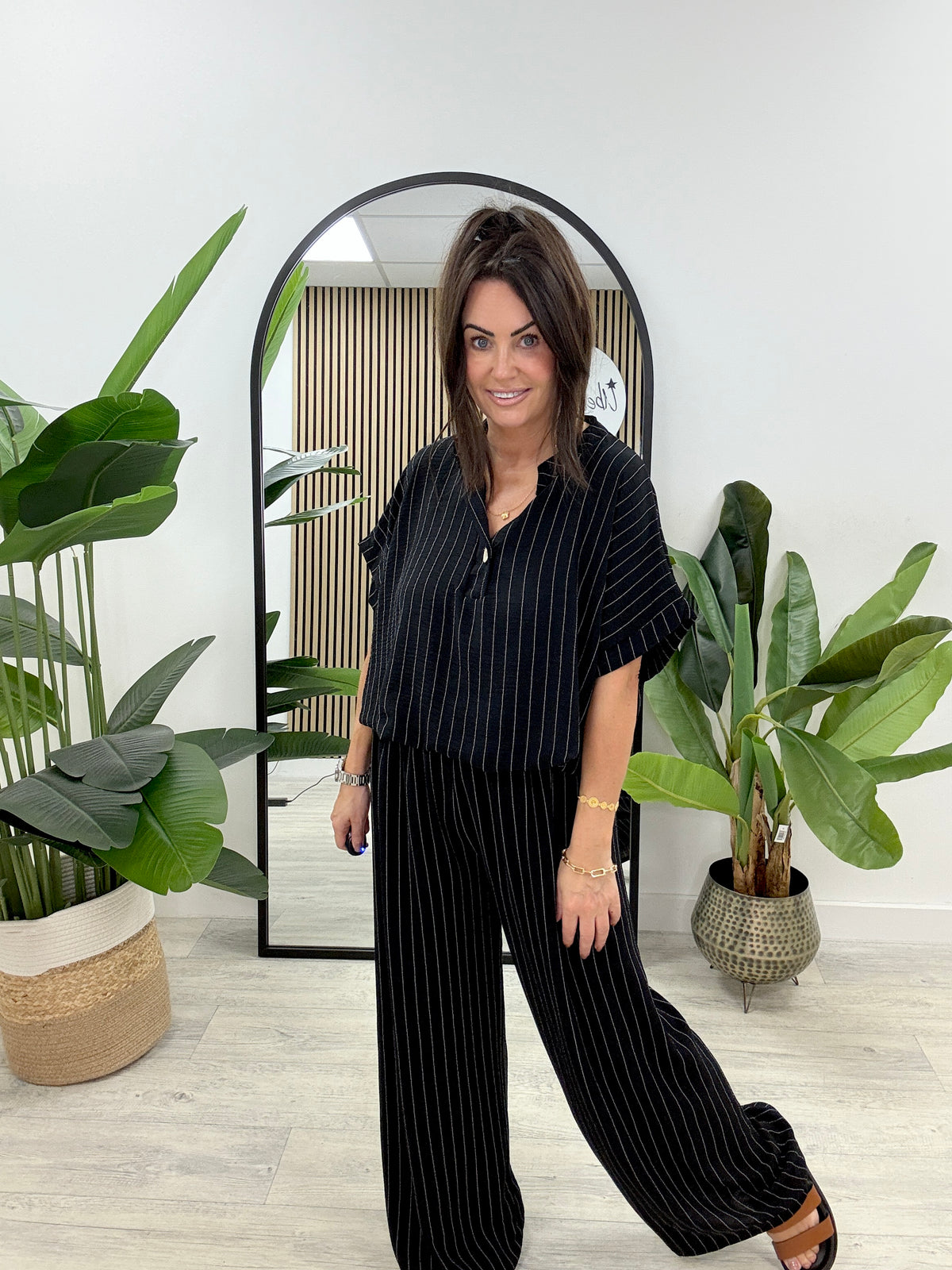 Brinley Button Pinstripe Co-Ord - Black