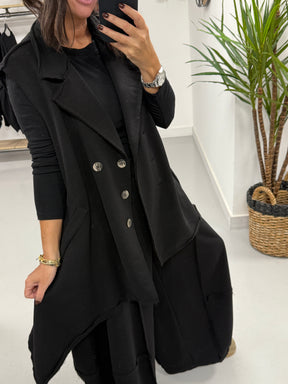 The Deluxe Weekend Collection Deluxe Asymmetric Wasitcoat  - Black