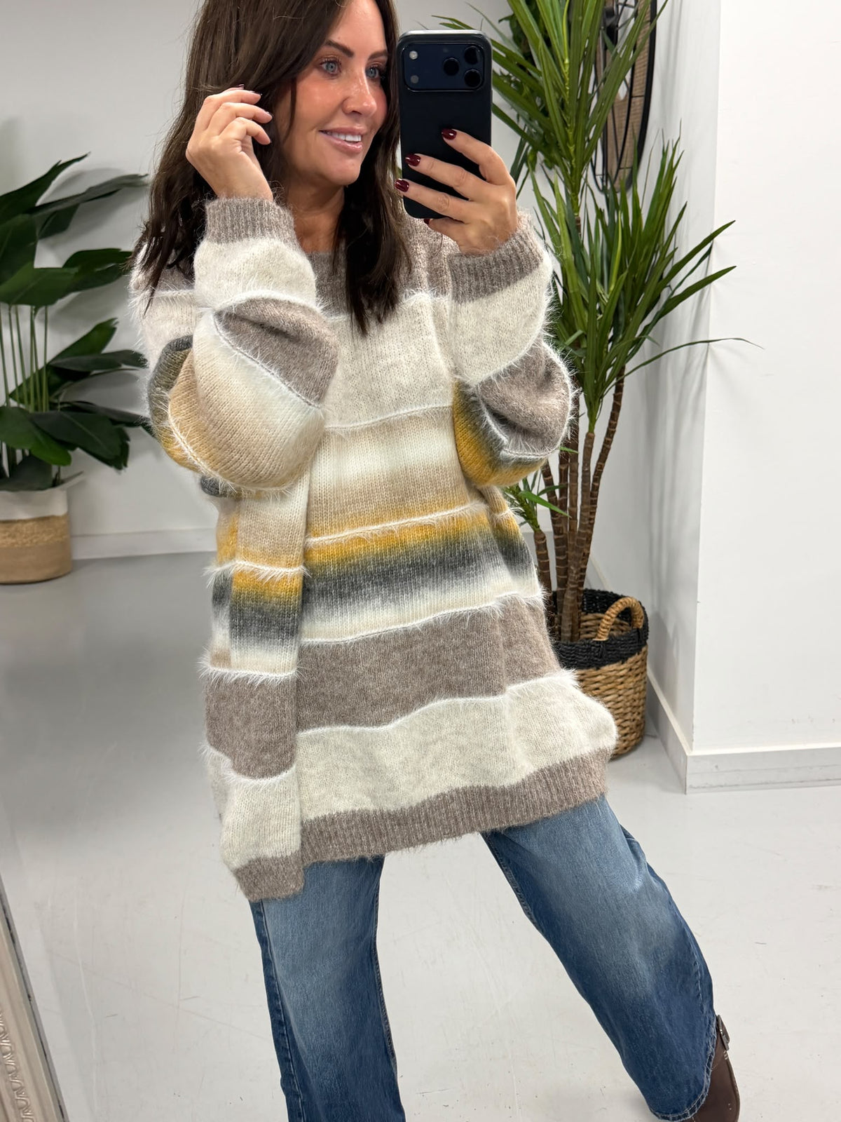 Oversized Stripe Knit Jumper  - autumnal (12-20)