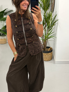 Lacey Military Waistcoat - Chocolate (Size 8-12)