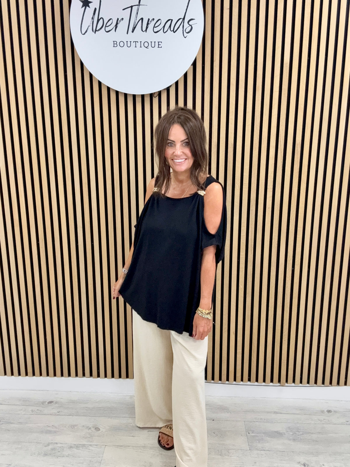 The Soft Knit Calle Cold Shoulder - Black