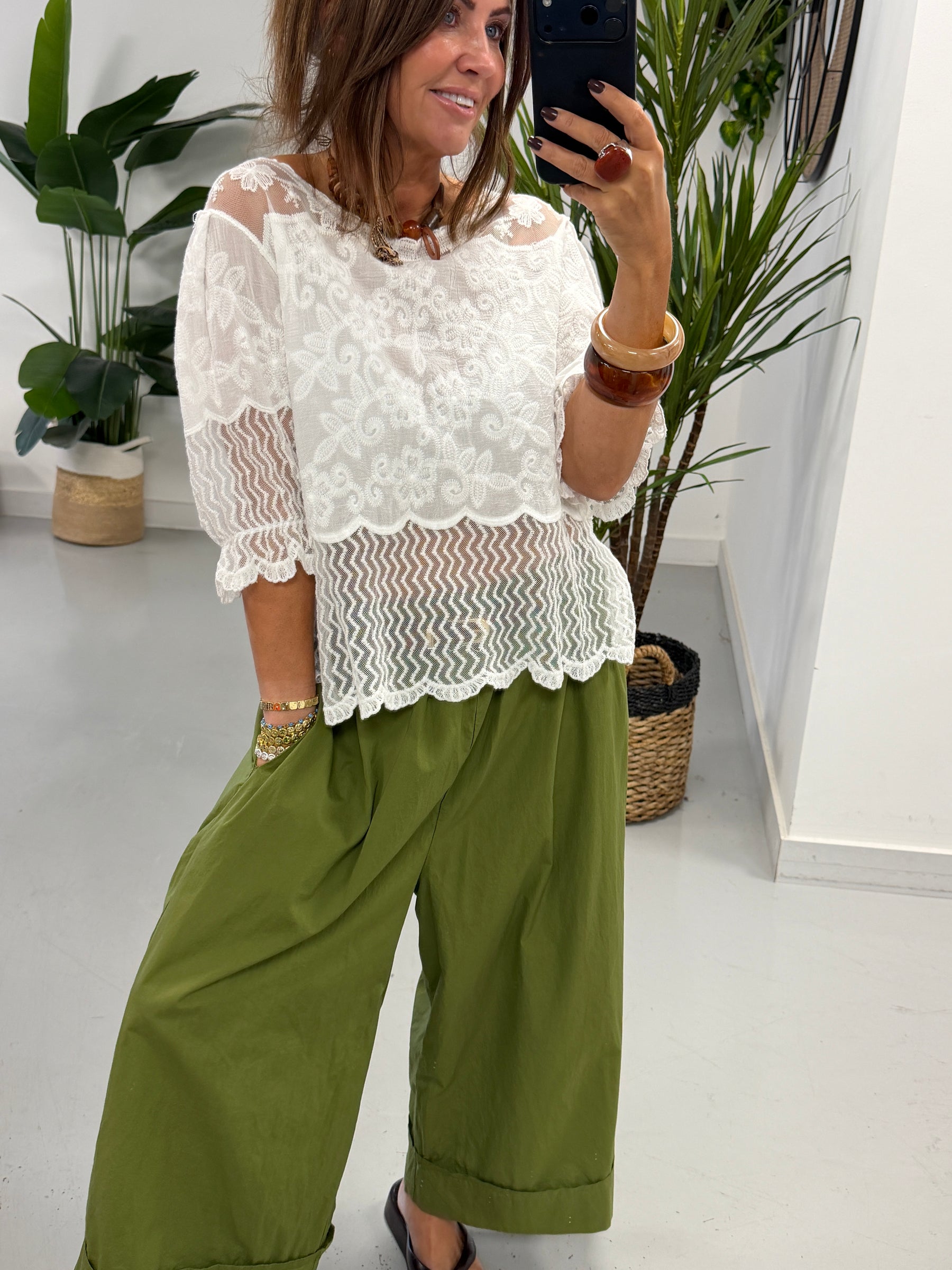 Lyra Lace Mesh Tunic - White