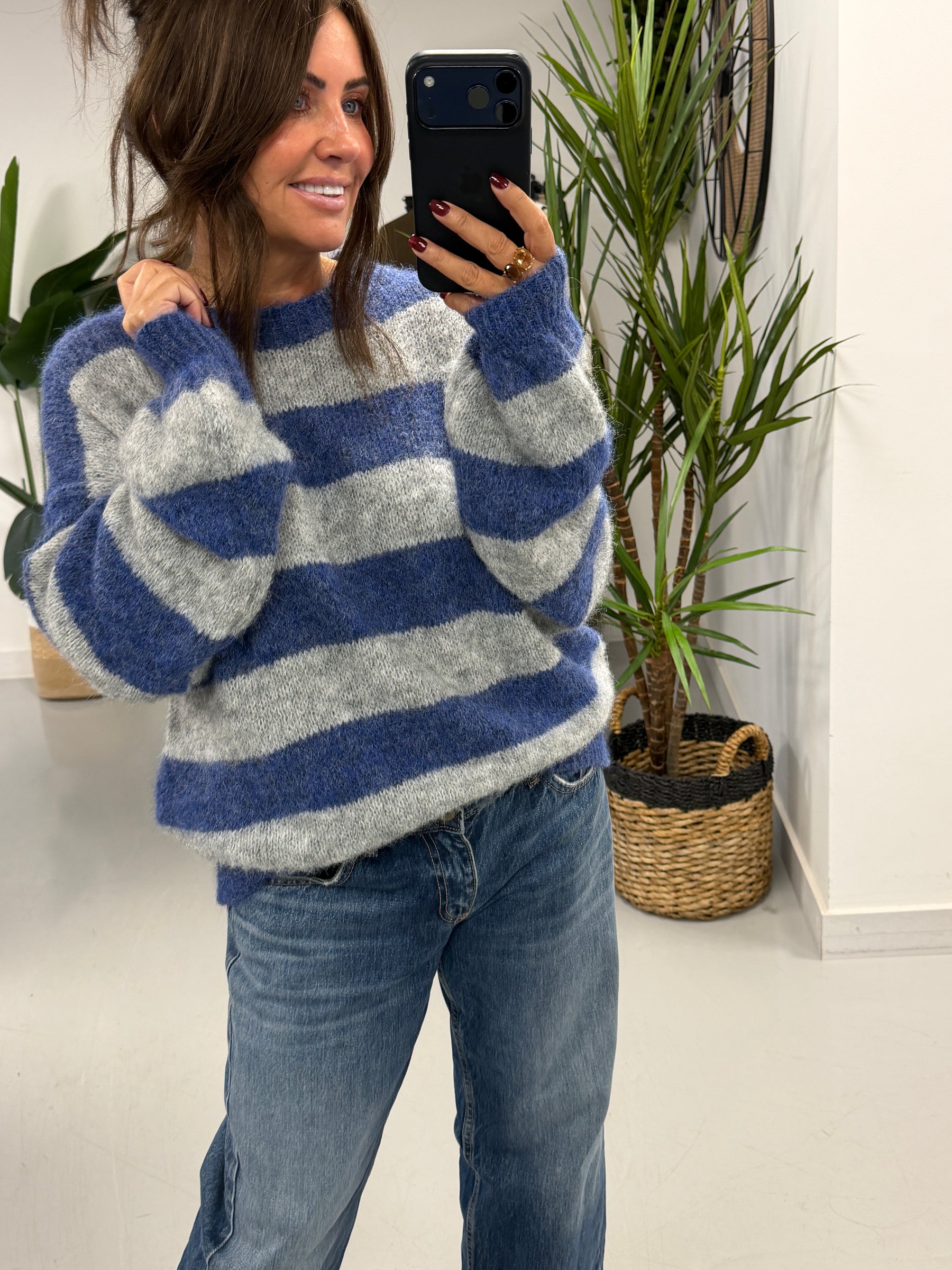 The Buxton Stripy Knit - Blue/Grey (Size 8-16)