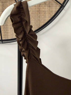 Ruched Vest - Chocolate
