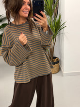 Sunset Stripe Boxy Sweat- Camel/Grey (Size 12-16)
