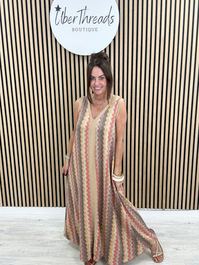 The Luxe Sleeveless Ziggy Maxi - Brown/Gold