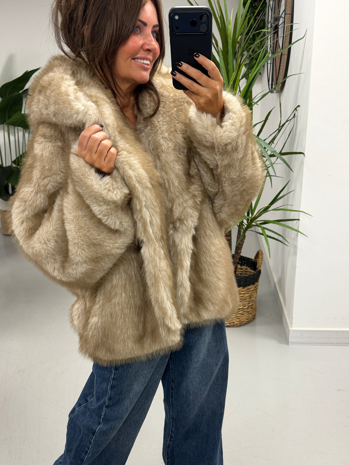 The Nova Hooded Faux Fur - Taupe (Size 12-16)
