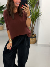 Crop Sleeve Boat Neck Knit - Aubergine (Size 10 - 16)