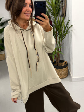 Scuba Hooded Sweater- Cream (Size 12-16/18)