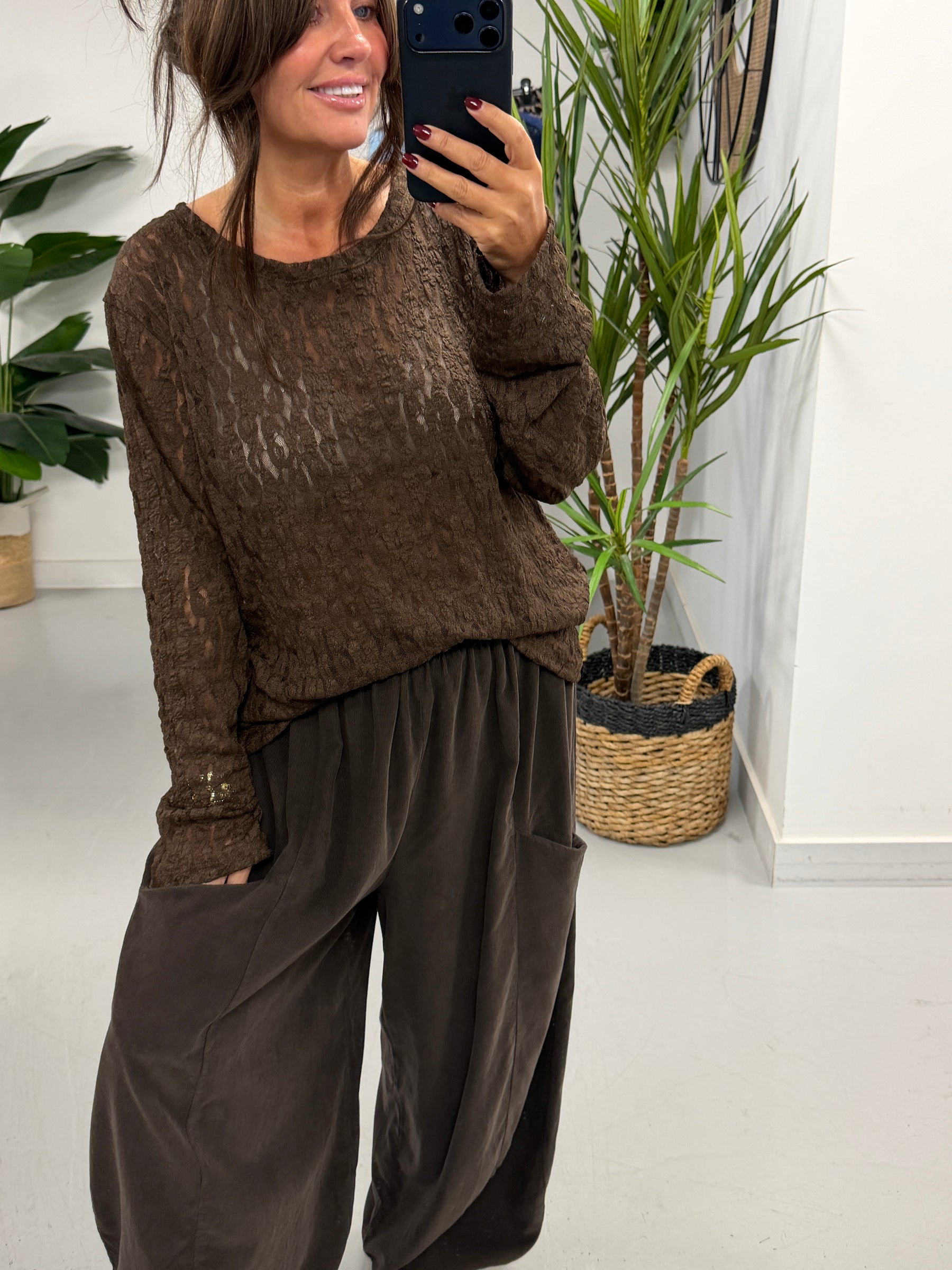 The Lace Mesh - Chocolate  (Size 12-18)