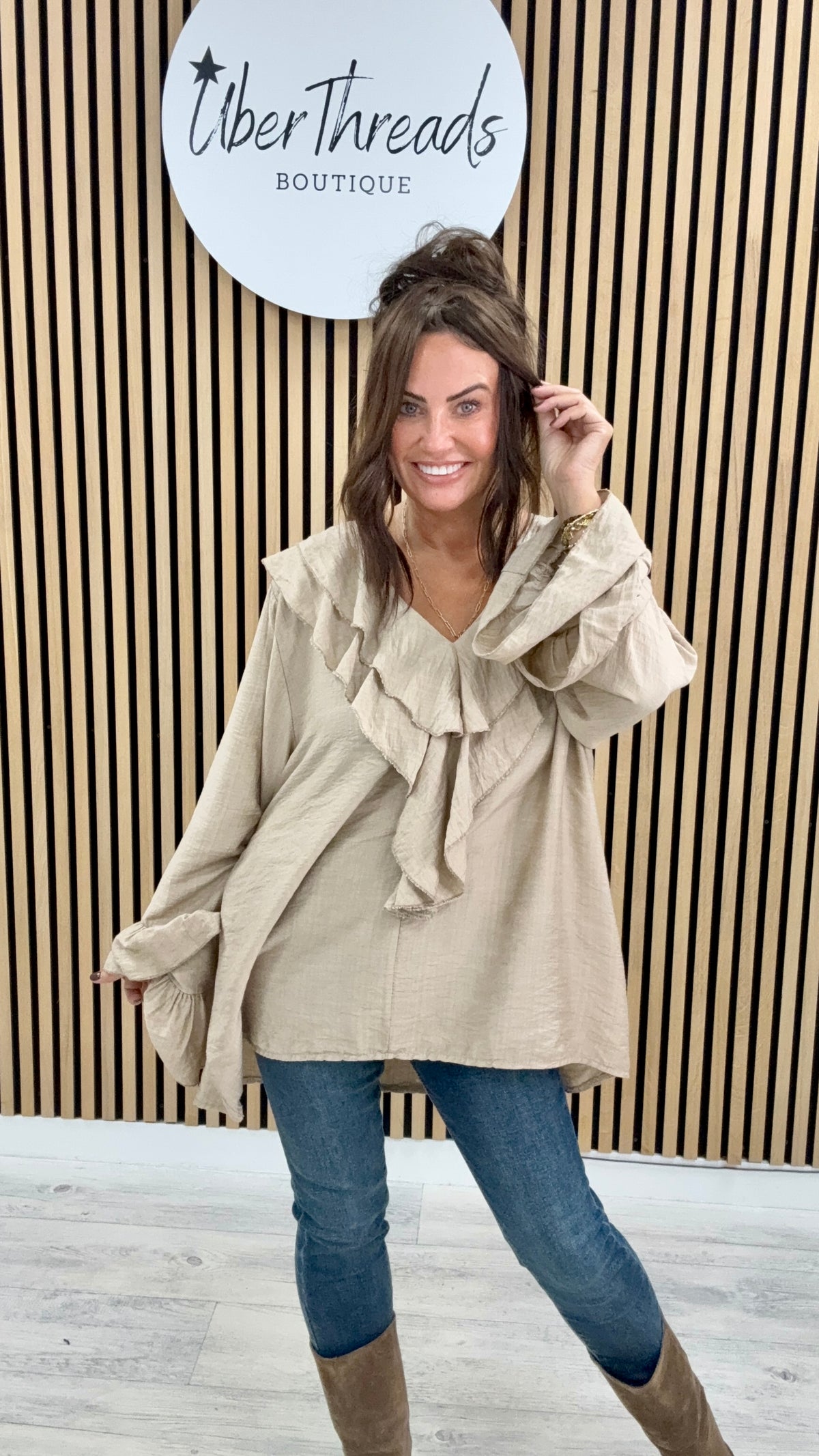 Amara Ruffle Tunic - Stone