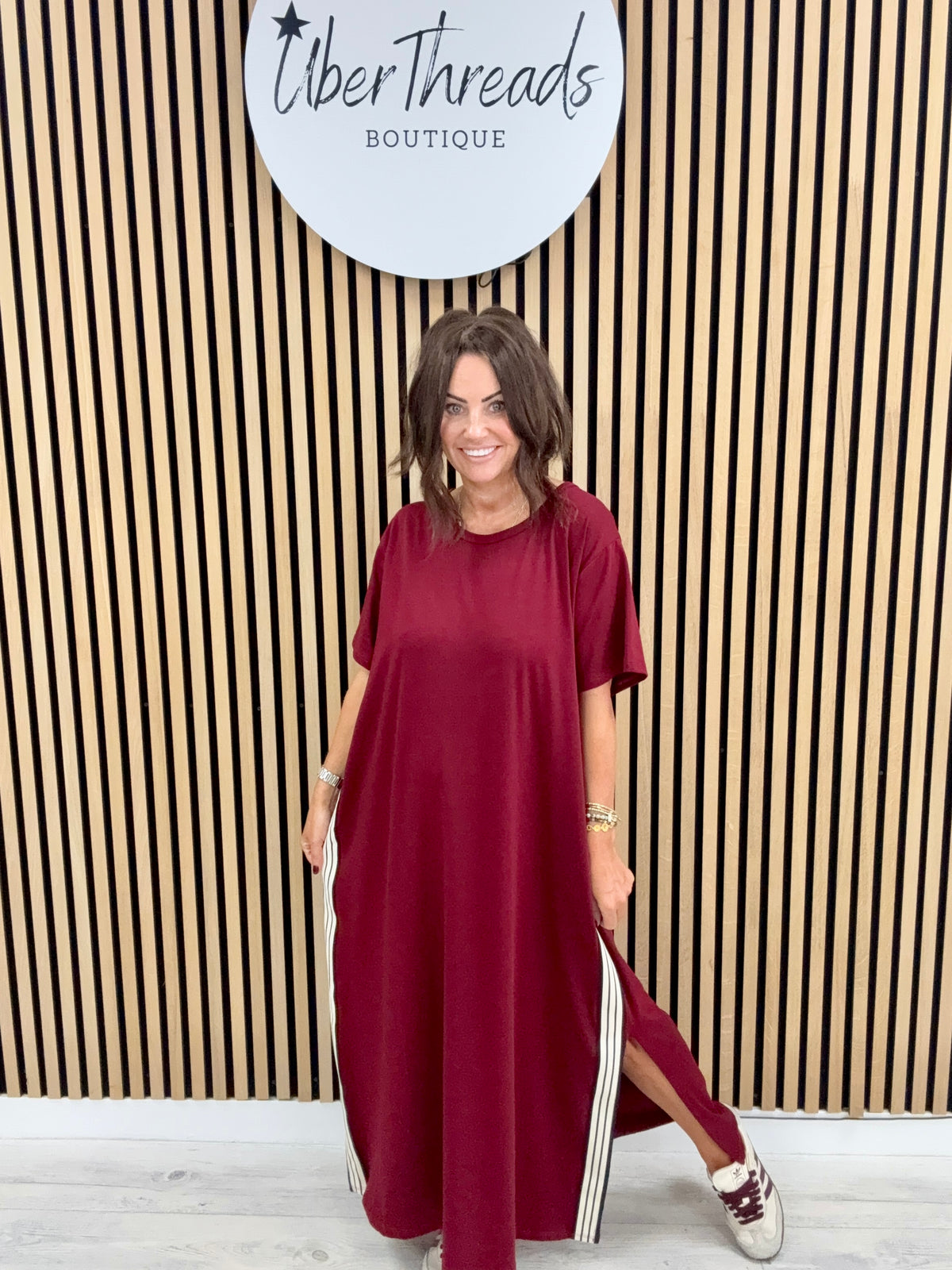 The Autumn Stripe Dress - Mulberry