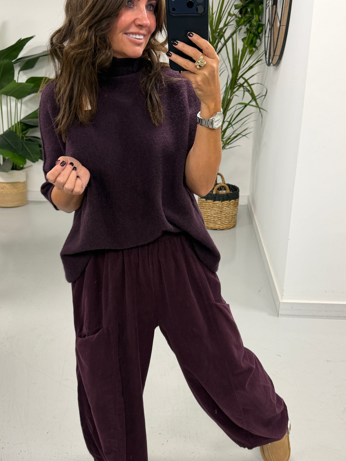 Oakley Crop Sleeve Knit - Aubergine (Size 10-18)