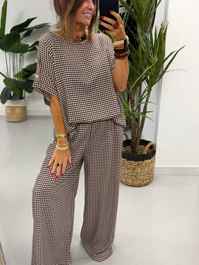 Gingham Military Two Piece - Chocolate