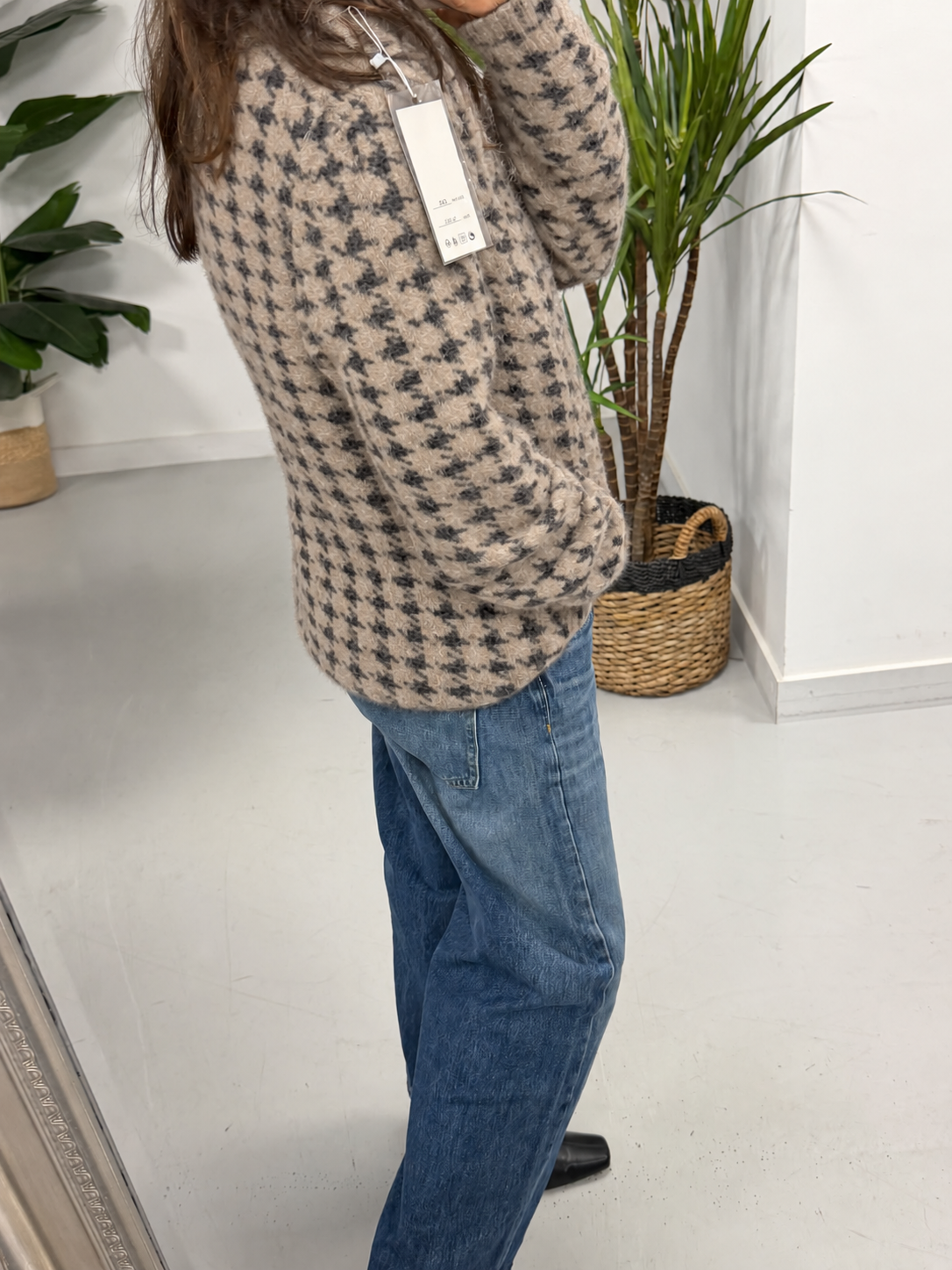 Super Soft Dogtooth Knit - Taupe