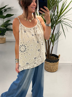 Valencia Bandana Slouch Vest - Cream