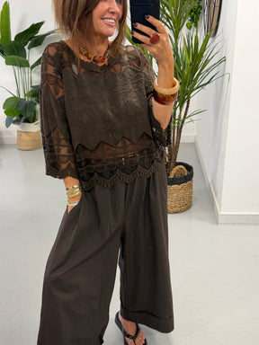 Seville Lace Top - Chocolate